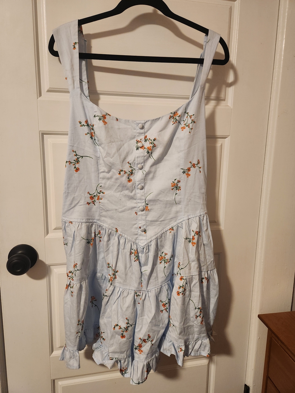 Target Light Blue Floral Mini Dress with Orange Flower Print